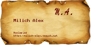 Milich Alex névjegykártya